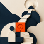 تكوين تجريدي يعبّر عن تصميم مسارات الأثر الاجتماعي